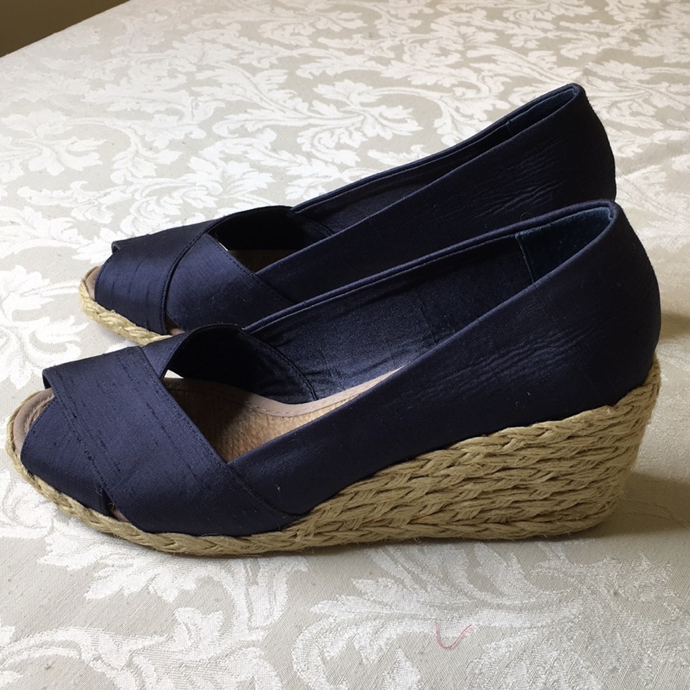 Ralph Lauren Navy Silk Shantung Esparidilles